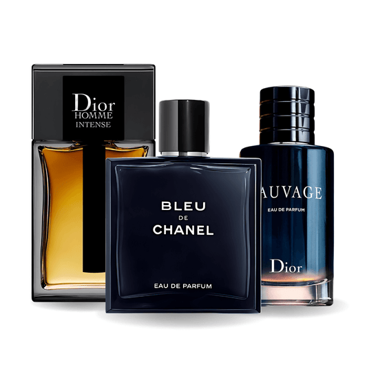 Set 3 Perfumes Sauvage Dior, Bleu de Chanel & Dior Homme Intense 100ml