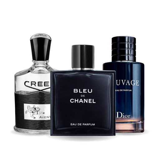 Set 3 Perfumes Creed Aventus, Bleu de Chanel & Dior Sauvage 100ml