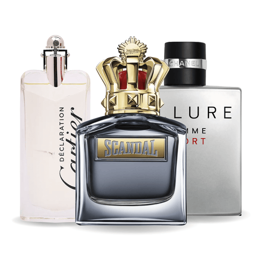 Set 3 Perfumes Allure Homme Sports, Jean Paul Gaultier Scandal & Cartier Declaration 100ml