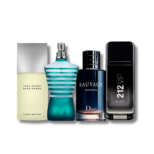 Set 4 Perfumes L’eau D’issey, 212 VIP Black, Le Male & Sauvage 100ml
